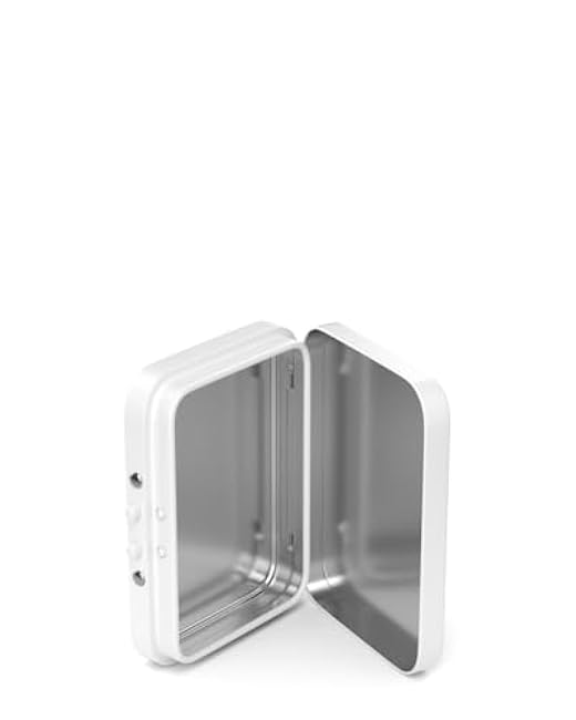 100 Pack ¨C Mini Child Resistant Metal Tin Boxes with Hinged Silicone-Lined Lids ¨C Recyclable, Air Resistant, Secure Storage Containers (White)