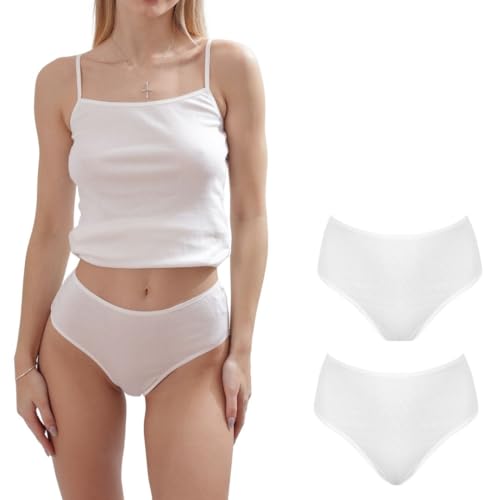 Image of ORGANICKID Women's Organic Cotton High Waisted Underwear Full Briefs Soft Breathable GOTs Certified Ladies Panties pack of 2