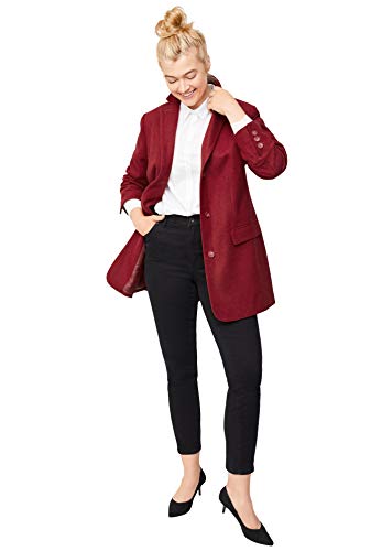 ellos Women's Plus Size Long Wool Blend Blazer Work & Casual Jacket