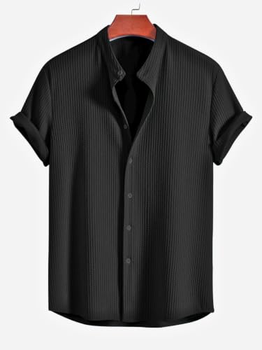 Image of GRECIILOOKS Men's Polycotton Regular Fit Casual Shirt | Stylish | Printed | Solid | Short Sleeve | Trendy (Available in Plus Size)