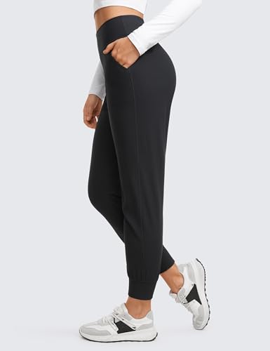 CRZ YOGA Womens Fleece Lined Workout Joggers with Pockets 27.5" - Hiking Running Outdoor Pants Water Resistant Winter Warm3