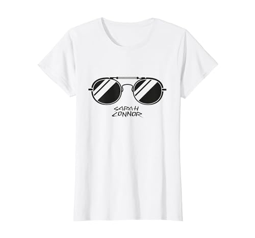 Bild: Terminator 2 Sarah Connor Sonnenbrille T-Shirt, Damen, Wei�, M f�r 21,99 EUR (-66%) statt 19,63 EUR bei amazon.de