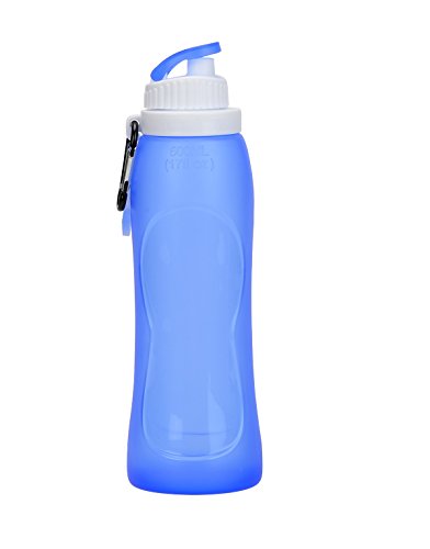 EAZYMATE Silicon Foldable Water Bottle Collapsible Travel Water Bottle - Blue