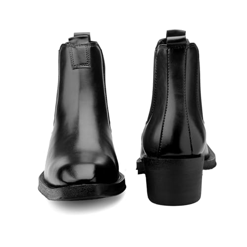 Image of Men's 2 Inch Heel Height Increasing Faux Leather Material With Casual Formal Slipon Chelsea Boot.