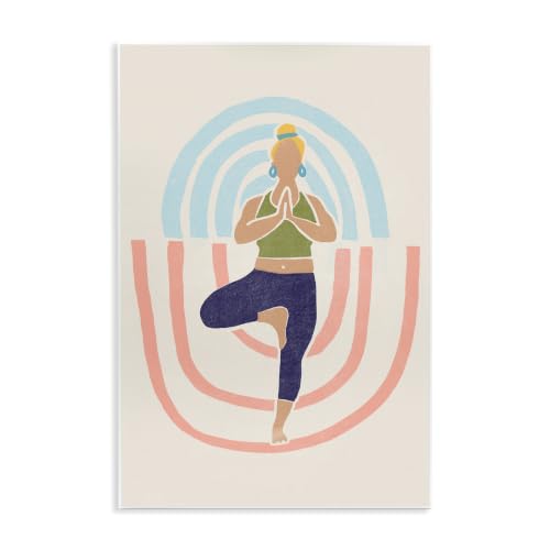 Minimal Yoga Exercise, 13 x 19 Inch Mounted Print on Wall Plaque