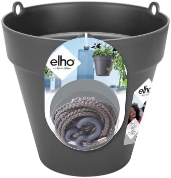 Elho Loft Urban Hanging Basket 20 - Flower Pot for Balcony & Outdoor - Ø 19.5 x H 19.0 cm - Black/Anthracite