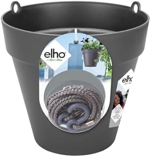 Elho Loft Urban Hanging Basket 20 - Flower Pot for Balcony & Outdoor - Ø 19.5 x H 19.0 cm - Black/Anthracite
