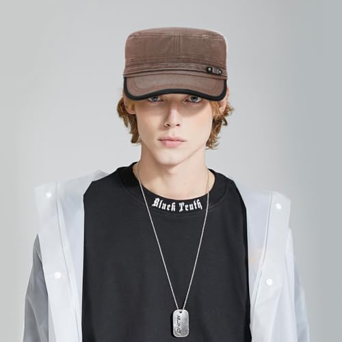 Image of Cadet Army Hat 2 Pieces Flat Top Cap Unisex Military Hat for Women Men