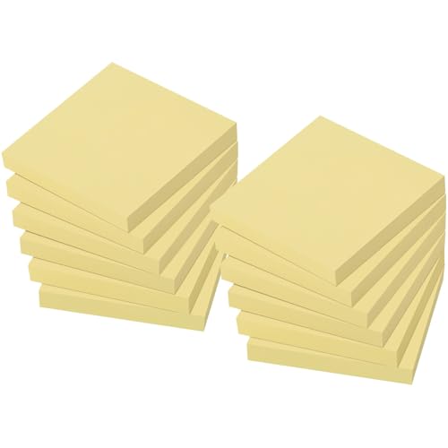 ZCZN 12 Blocs Notas Adhesivas, Sticky Notas 76 x 76 mm, 100 Hojas Por Bloc, Amarillo