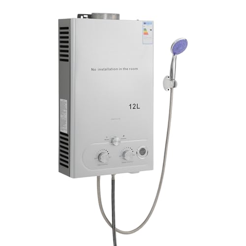 Calentador de agua de 24 kW LPG, capacidad de 12 litros, agua caliente instantánea con cabezal de...