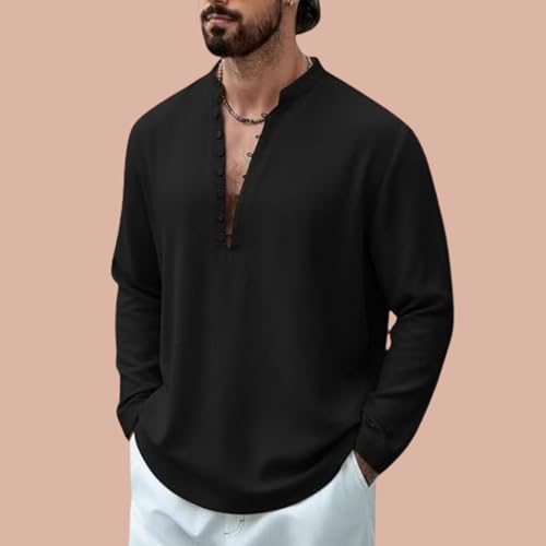 Image of DEELMO Men Stylish Cotton Blend Kurta with Button Detailing for Festive and Casual Wear | Comfortable Soft Fabric Kurta with Modern Mandarin Collar Traditional Outfit