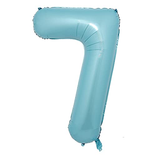 16 inch Candy light blue Alphabet Letter and Number Balloons Set Package, Aluminum Hanging Foil Film Banner Mylar Balloon for Birthday Party Decoration Custom Word (A-Z, 0-9) (16 inch Candy Blue 7)