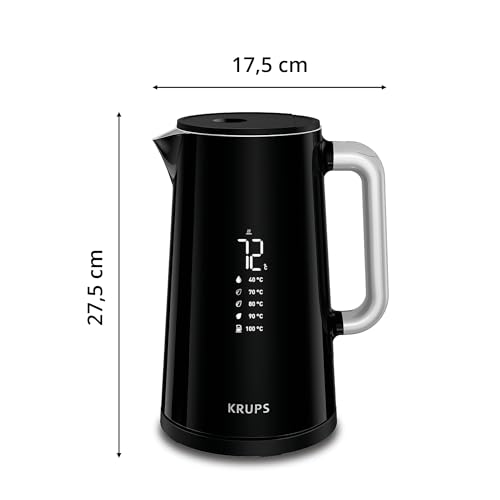 Foto von Krups Smart'n Light Wasserkocher, 5 Temperaturen, 1,7 Liter Fassungsvermögen, Innenleben aus Edelstahl, Doppelwandig, Schwarz, BW801810