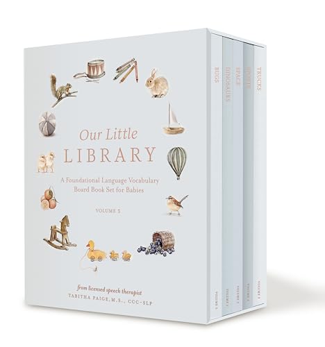 Image of Our Little Library Vol. 3: A Foundational Language Vocabulary Board Book Set for Babies, Including Bugs, Dinosaurs, Sports, Space, and Trucks (Our Little Adventures Series)