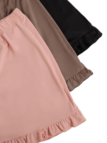 Image of Milumia Women's Plus Size Pajama Shorts Ruffle Hem Sleep Lounge Pj Shorts | 3 Pack,Elastic Waist ,Stretchy,Comfortable,Home Living,Sleepwear