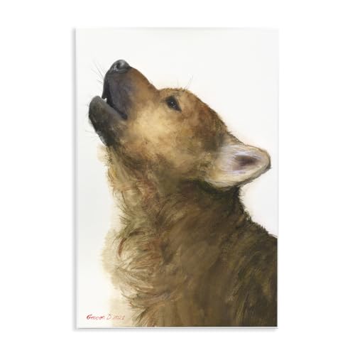 Stupell Industries Howling Brown Dog Portrait Intricate Details Painting, Design by George Dyachenko, Wall Plaque, 10 x 15