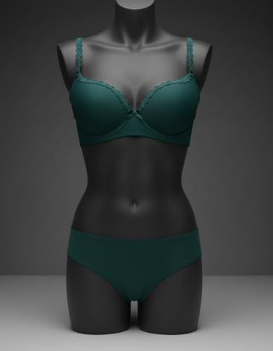 Image of M R Shopzilla Women's Underwire Premium Lycra Silk Bra and Panty Set - Seamless T-Shirt Bra with Matching Mid-Rise Panty - Smooth, Stretchable Lingerie Set for Everyday Comfort & Style