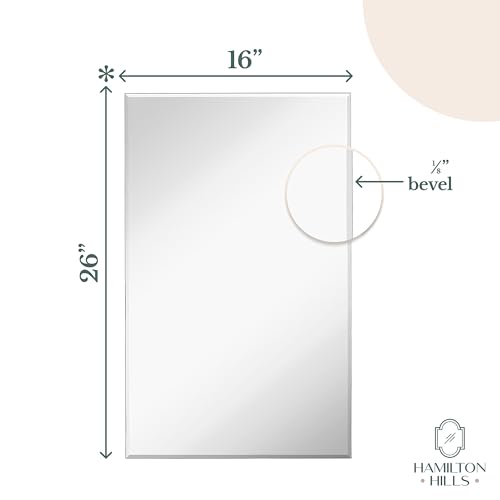 Hamilton Hills 16x26 Inch White Recessed Bathroom Medicine Cabinet with Mirror - Beveled Bathroom Cabinet Organizer with Shelves - Farmhouse Wall Mounted Hanging Medicine Mirror Cabinet
