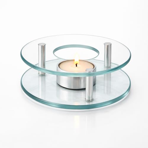 Posten Anker Hochwertiges Stövchen für Tee - Teestövchen aus Glas und Edelstahl Modernes Luxus Design 12 5 cm Durchmesser.