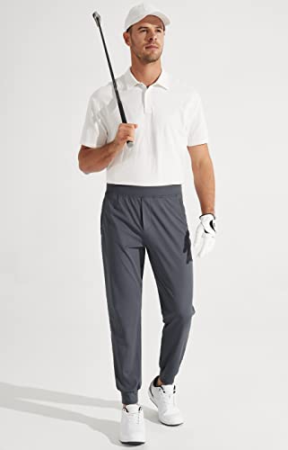 Libin Men's Golf Jogger Pants With Zipper Pockets Stretch Athletic Sweatpants Tapered Track Running Pants Workout Travel Casual Work, Grey, S #TOP6