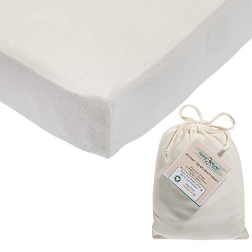 Spannbettlaken aus reiner BIO-Baumwolle für 70x140-60x120 cm Kinderbett | Kinder & Baby Spannbetttuch/Bettlaken in Natur-weiß für Mädchen und Jungen (GOTS und Oeko-tex zertifiziert), Doppelpack