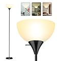 Standing Lamp, Led Floor Lamps for Living Room, Drop-Resistant White Lampshade, Rotary Switch, Industrial Metal Tall Lamp for Living Room Bedroom Study Office Kid’s Room