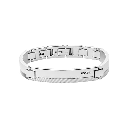 Image of Fossil Men's Plated Stainless Steel Engravable Personalized Gift ID, Chain or Cuff Bracelet for Men