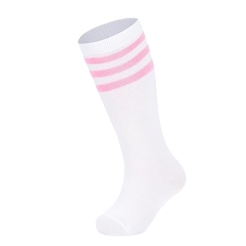 Zando Knee High Tube Socks Kids Soccer Socks Three Thin Stripes Tube Sport Socks for Youth Boys Girls