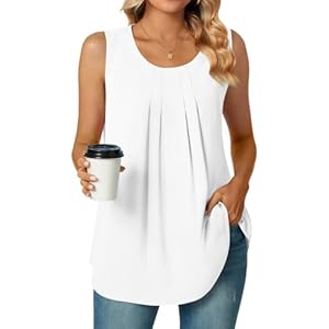 Bestbee Women’s Dressy Chiffon Blouses Crew Neck Sleeveless Tunic Tops Office Cute Work Shirts 2024 Summer Casual Tank Tops