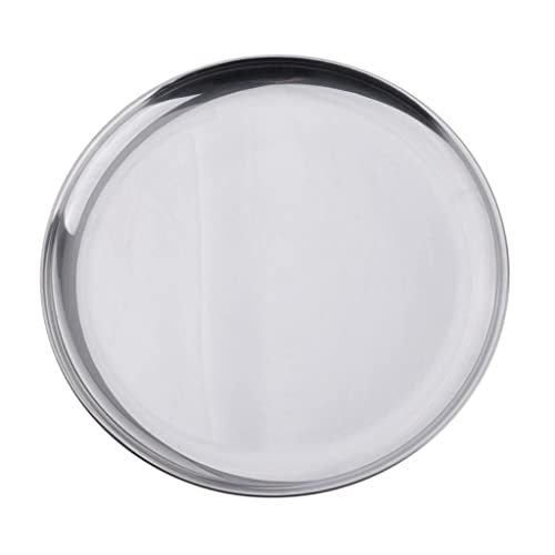 GUOOL ディナープレート、ステンレスプレート、ウェイターズトレイ、下皿、飾り皿、、食洗機対応, 銀, 30CM