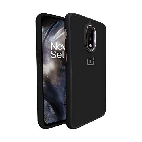Image of A rtistque Frosted Translucent Back Cover Case for Oneplus 7 | Electroplated Chrome Ring | Raised Camera Edges for Protection | Smooth Sides TPU - Black
