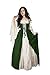 Mythic Renaissance Medieval Irish Costume Over Dress & Cream Chemise Set (Small/Medium, Hunter Green)