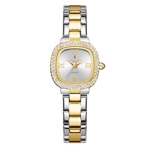 Image of London Fog Ave Maria Collection Analog Watch for Women with Square Dial, Crystal Studded Bezel Roman Numeral Markers and Stainless Steel Strap - LFW20004
