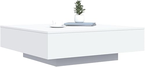 Miniatura 4 de Mesa de centro para sala. Mesa de centro blanca 39.4 x 39.4 x 12.2 pulgadas, madera de ingeniería, adecuada para dormitorios, salas de estar y