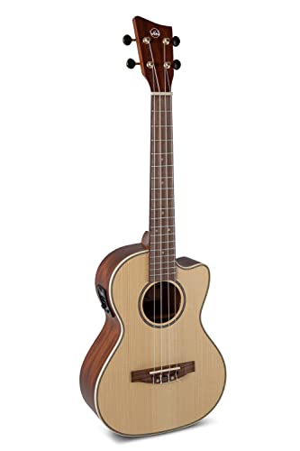 GEWA Ténor E-Acoustique Ukulélé Manoa Électro - Table en épicéa massif - avec Cutaway - Naturel satiné - UCT-2 Préampli - incl. housse rembourrée -...