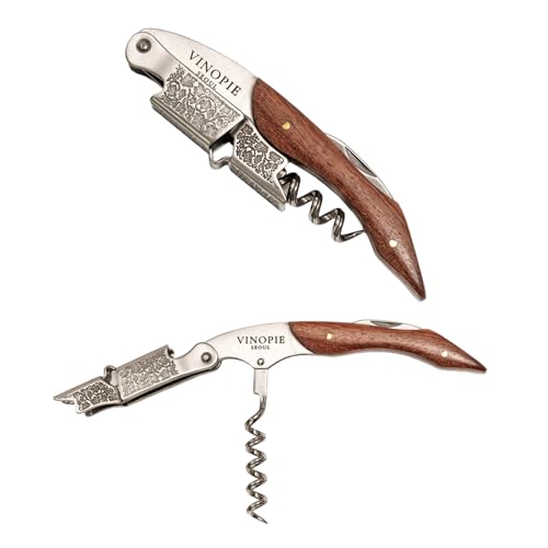 Grape Stem Design Stainless Steel Corkscrew and Foil Cutter - Wine Key Sommelier Knife