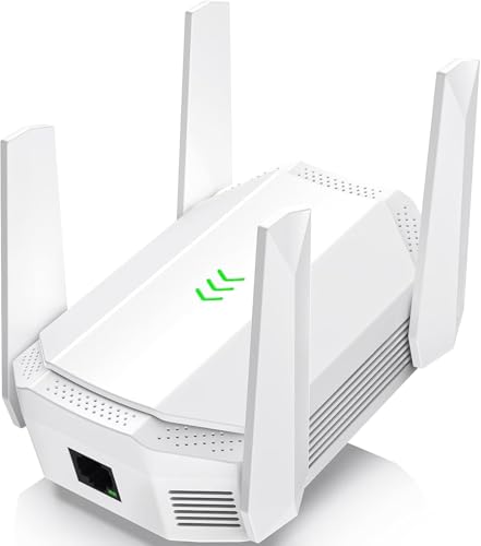 2025 Fastest AX3000 WiFi 6 Extender, Dual Band WiFi Extender Signal Booster, Internet Booster with Gigabit Ethernet Port, Covers Up to 12,000sq.ft and 99 Devices, Faster Speed and Easy Setup, White