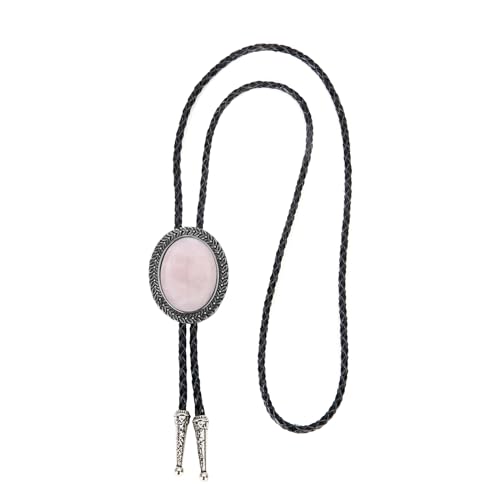 Image of Bolo Tie for Men Women Cowboy Turquoise Celtic Natural Tiger Eye Stone Longhorn Bull Western Leather Bolo Necktie