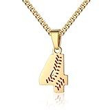 Hatti Doris Men's Number Necklace 00-99 Athletes Jersey Number Gift - Stainless Steel Gold Plated Chain 22 Inch Baseball Charm Pendant