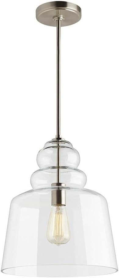 Generation Lighting 6513501-962 Agatha One Light Pendant Hanging Modern Fixture, Brushed Nickel