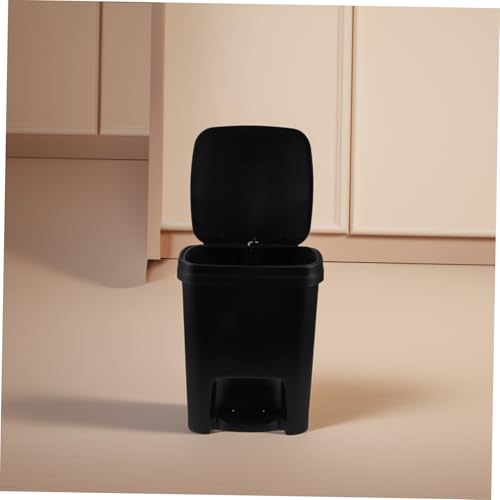 Caneca de basura rectangular con pedal y tapa negra miniatura 4