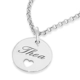 925 Silber Kette Namenskette mit Herz Silberkette mit Namen Echtschmuck moderne Kette mit Gravur Geburt Taufe Einschulung personalisiert | HANDMADE IN GERMANY