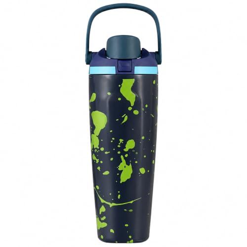 Image of HomeCloud 900ML Stainless Steel Water Bottle - Double-Wall Vacuum Insulated, Leakproof Straw Lid, BPA-Free Reusable Travel Flask with Two-Way Spout for Gym, Office & Outdoor Use (Neon)