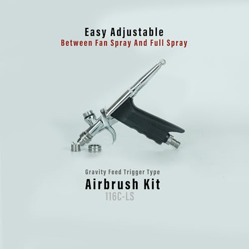 Image of Airbrush Kit Trigger Type Airbrush Gun Air Brush Painting Set can Change Between Fan Spray and Round Spray Airbrush Spray Tool Set for Cake Painting Nails Makeup Model
