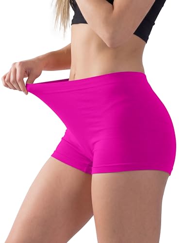 Image of Love My Fashions ® Women's Boyshort Microfibre High Waist Boxers Seamless Stretchy Full Coverage Underwear for Ladies Hot Pink