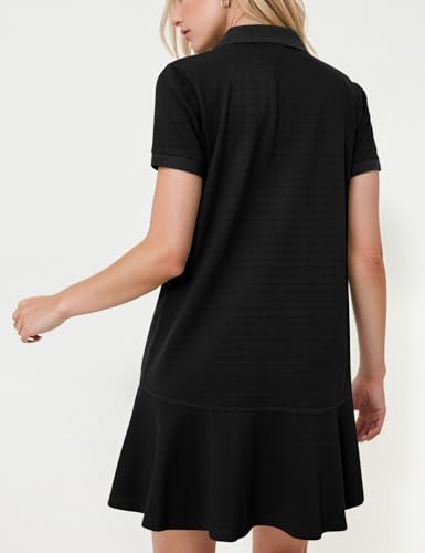 Image of Kissonic Women's Polo Dress Short Sleeve V Neck Ruffle Hem Casual Summer Golf Tennis Mini Shirt Dresses