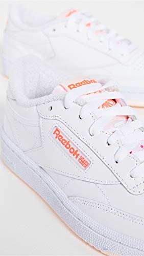 Image of Reebok womens Club C Sneaker, White /Ceramic Pink /Orange Flare, 6.5 US
