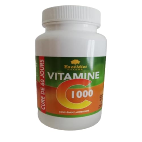 Vitamina C1000 - Fatiga, Sistema Inmunológico - Antioxidante, Resfriado - Absorción del Hierro, Defensas Naturales - 60 Cápsulas Vegetales para una Curación de 60 días by Exceldiet Pharma