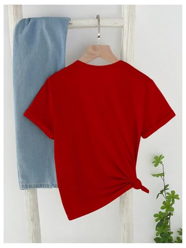 SweatyRocks Girl's Heart Graphic Tees Crew Neck Short Sleeve T Shirts Summer Tops2