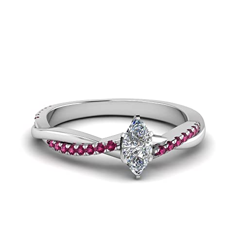 Image of 55Carat Choose Your Gemstone Dainty Infinity Twist Diamond CZ Ring Sterling Silver Marquise Shape Engagement Rings Everyday Jewelry Wedding Jewelry Handmade Gifts for Wife US Size 4 to 12